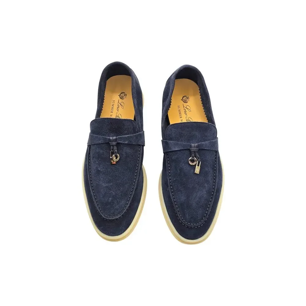 Loro Piana Summer Charms Walk Blue Suede Loafers EU37.5 US7.5 - NWB $1575